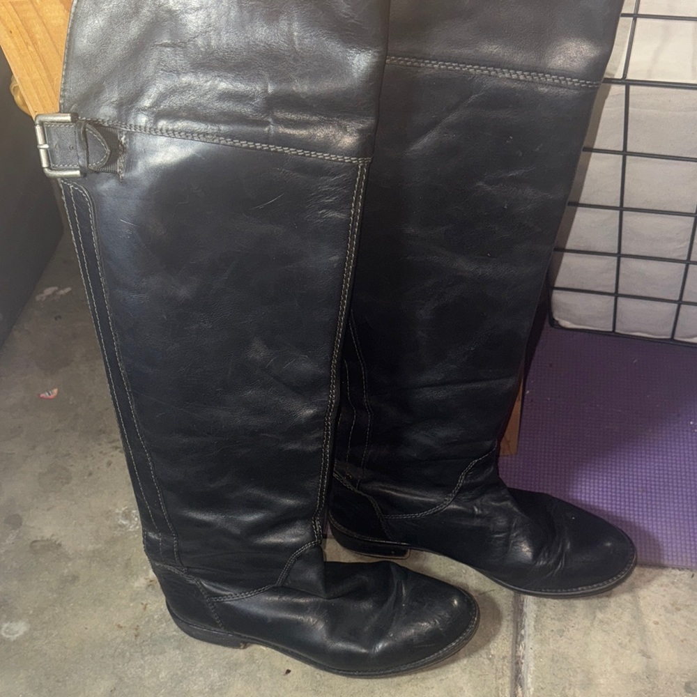 Black Leather Riding Boots